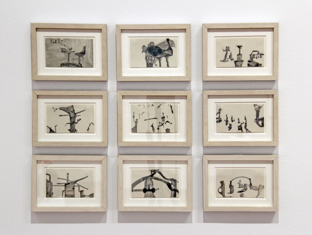 Grid of nine framed images