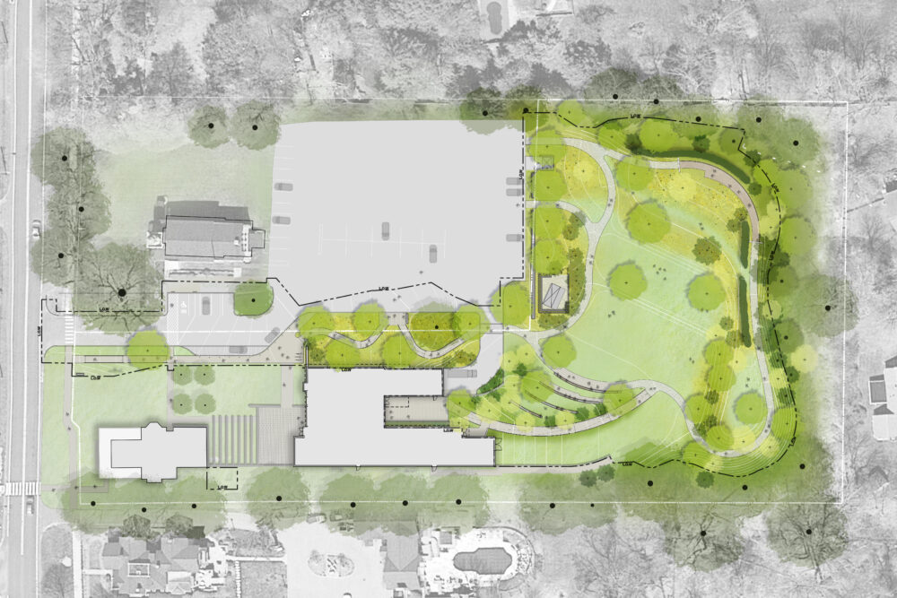 Aerial view of the plans for The Aldrich's updated Sculpture Garden