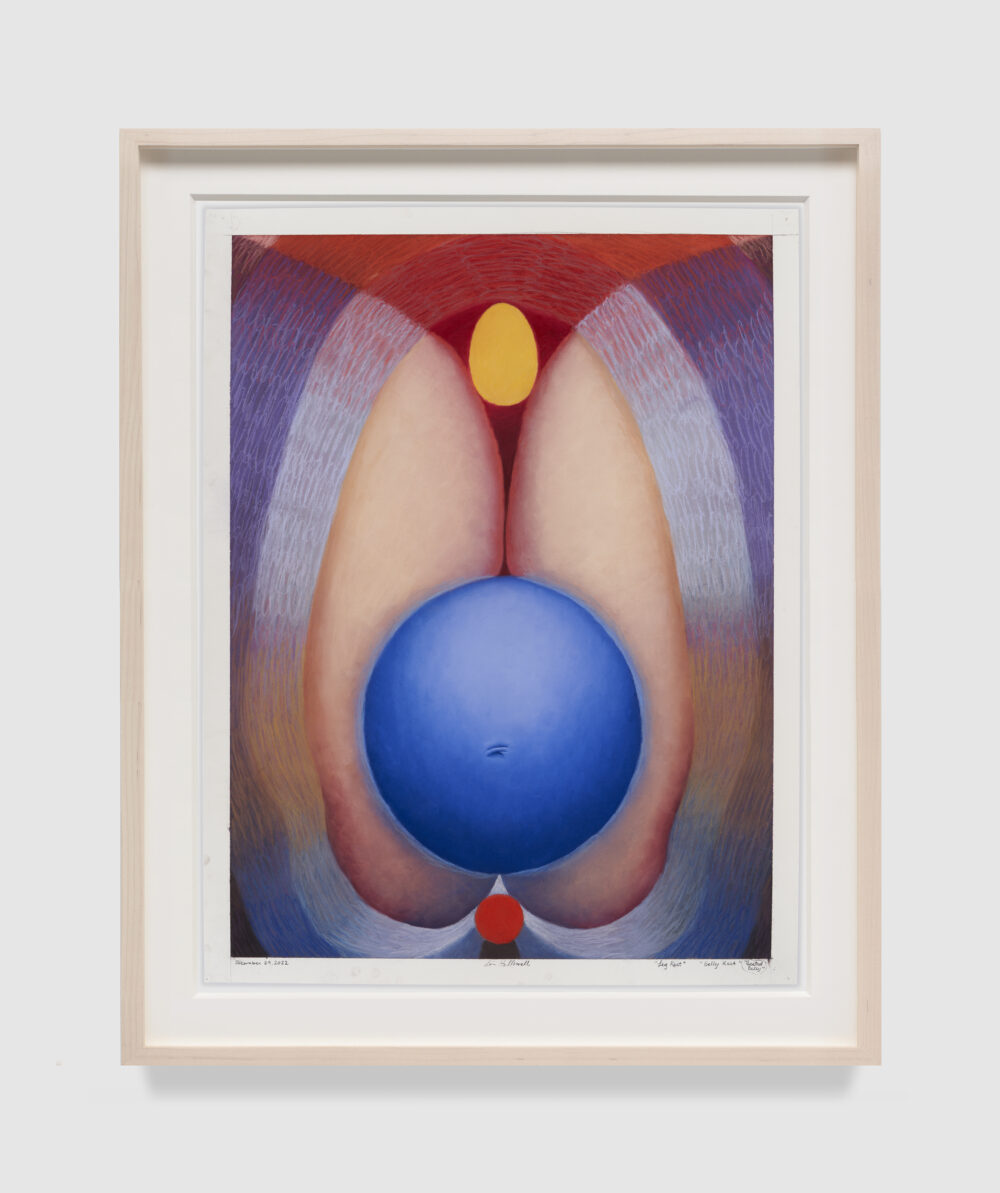 A blue pregnant belly surrounded by radiating color