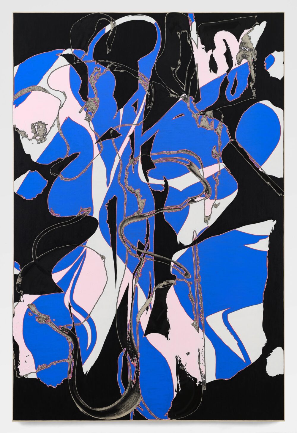 Mostly blue and black abstract painting.