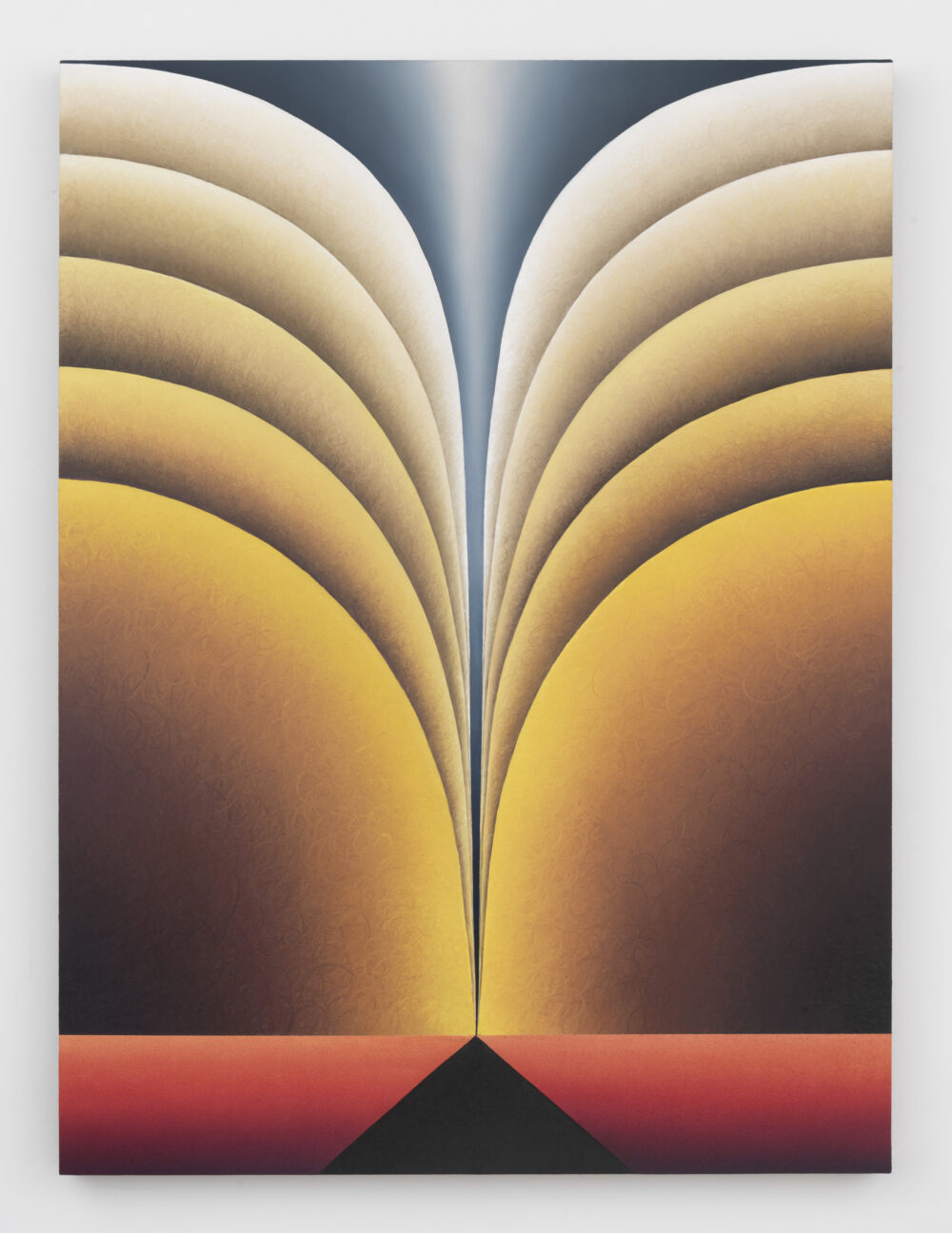 Yellow mounds radiating from a central through line