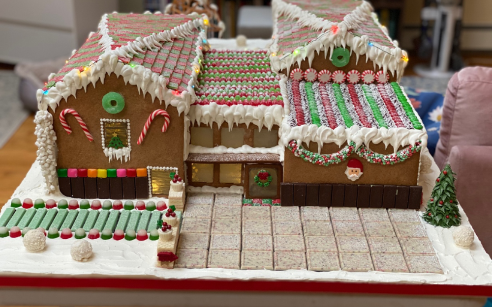 Gingerbread house replica of The Aldrich Contemporary Art Museum