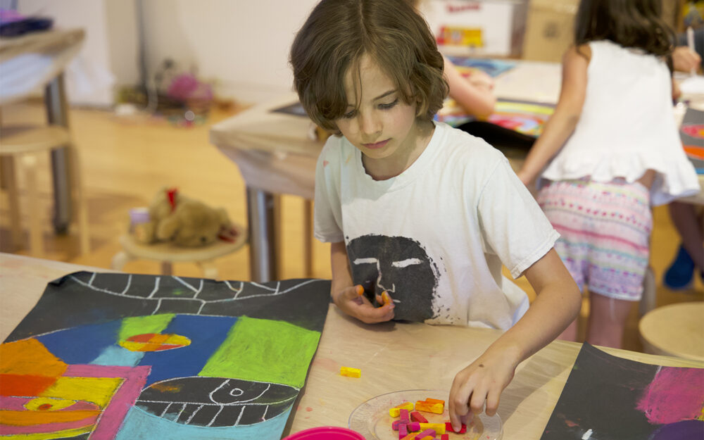 Young student creates a work of art in The Aldrich's Studio