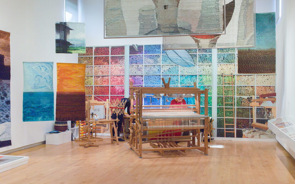 Weaving in Progress installation at The Aldrich