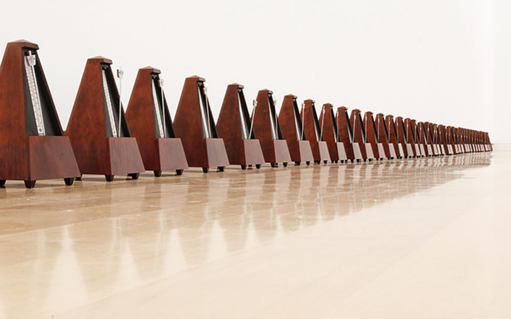 Musical scales on a wooden floor