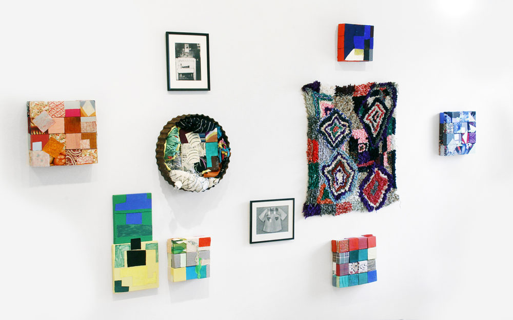 Nancy Shaver's work hung on white gallery wall