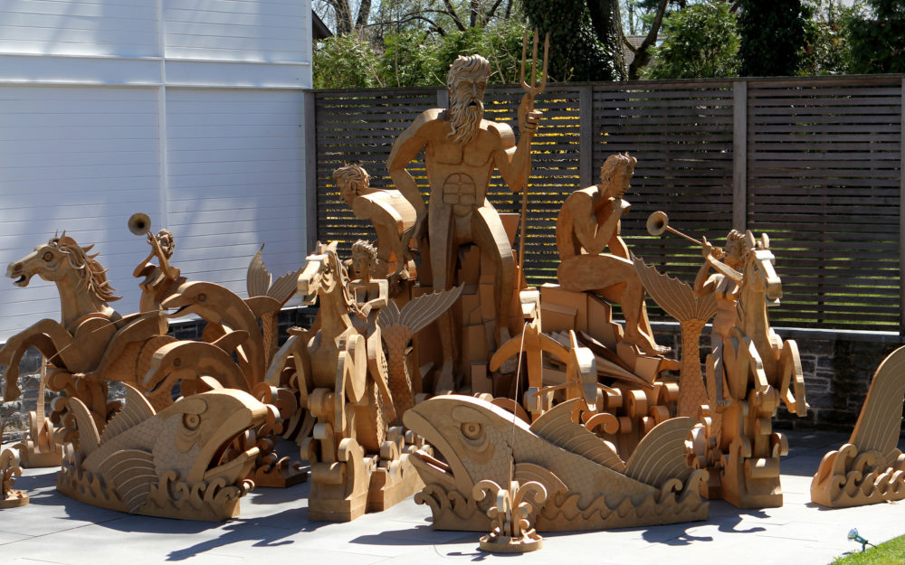 Cardboard cutouts of aquatic figures