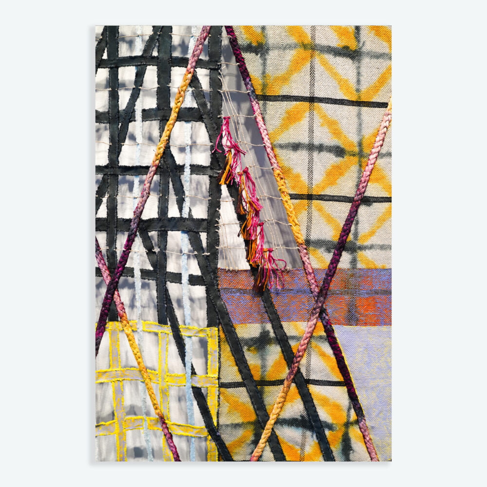 Zine cover that is a detail shot of a colorful tapestry by artist Julia Bland.