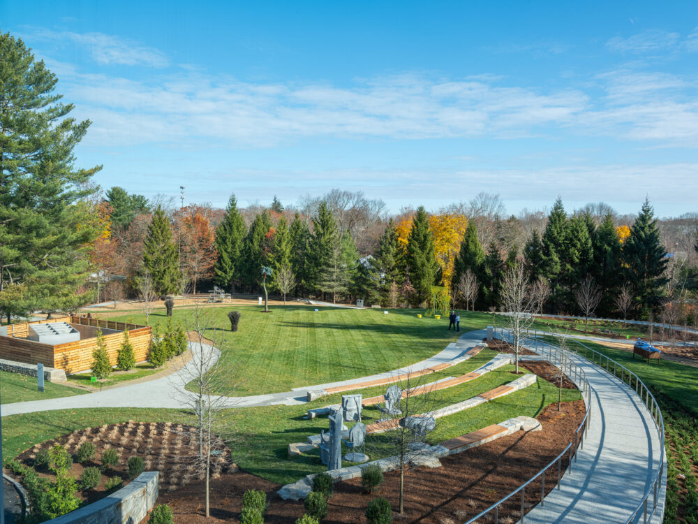 An installation view of sculpture garden.