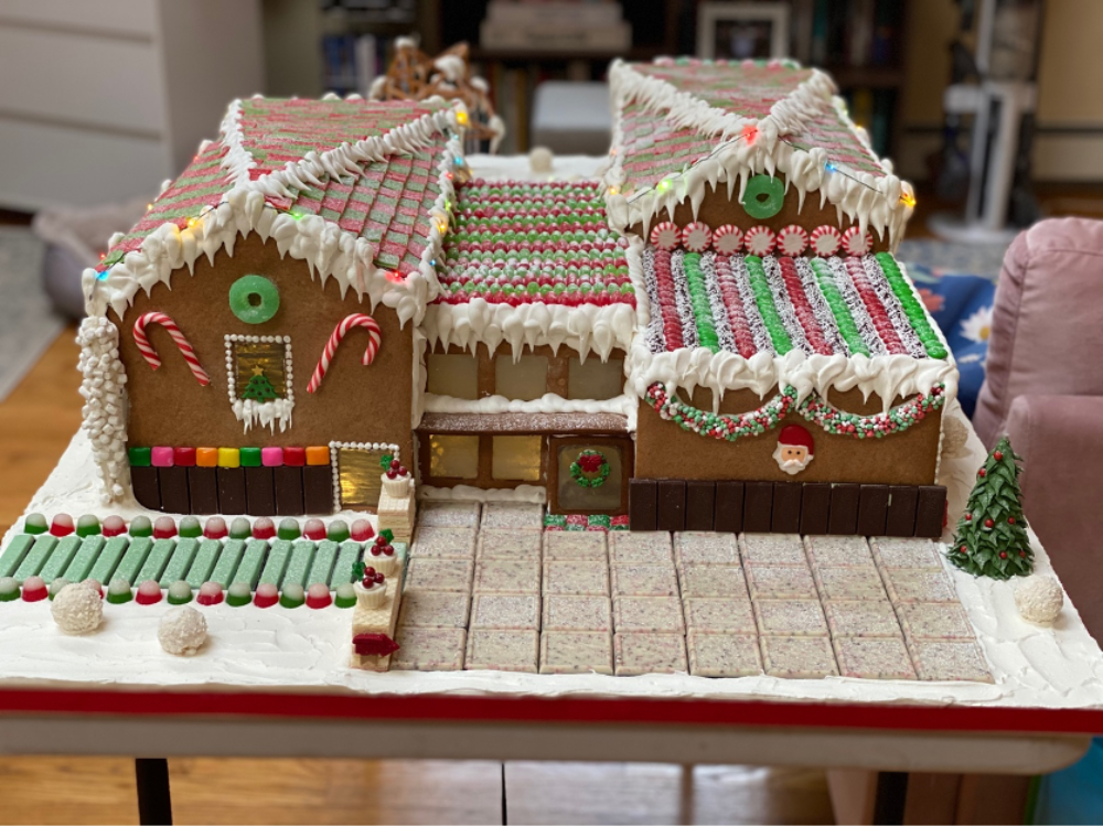 Gingerbread house replica of The Aldrich Contemporary Art Museum
