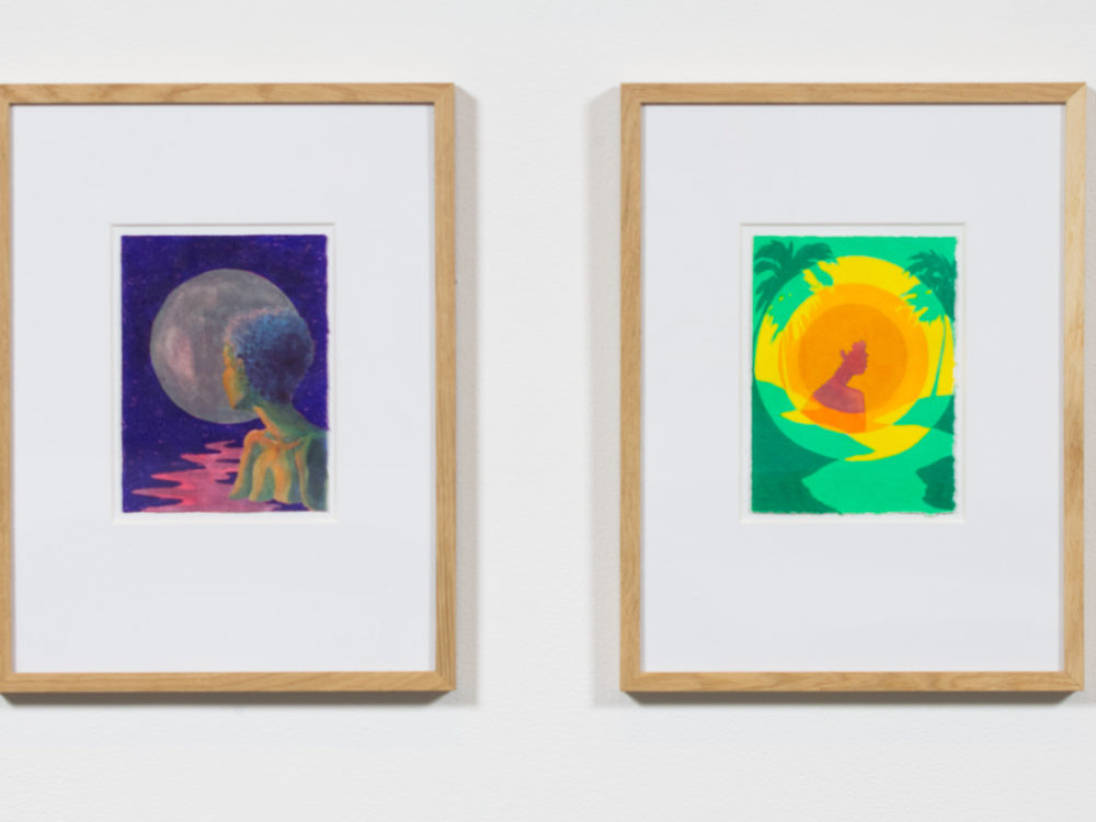 Four small watercolor paintings based on tarot cards.