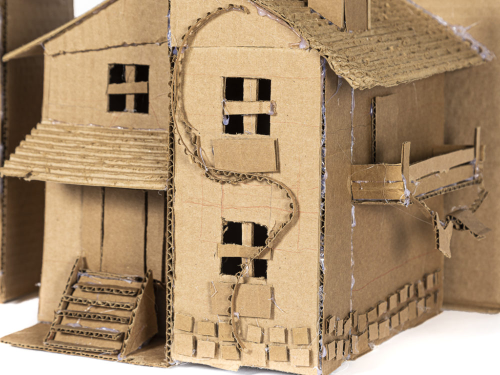 Cardboard building detail.