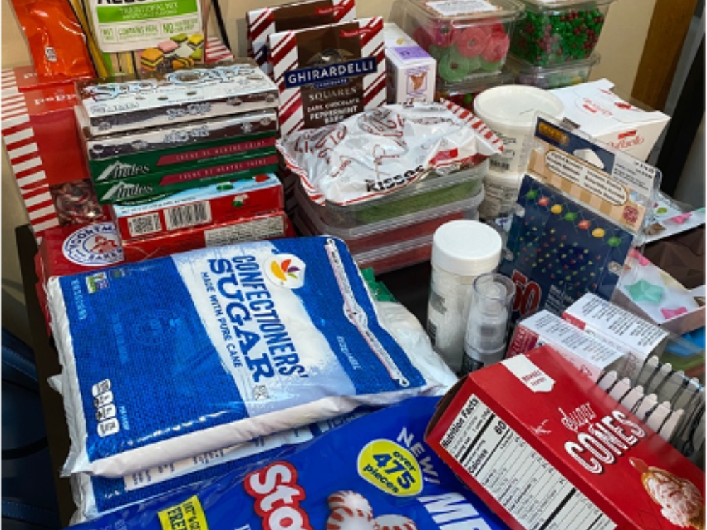 Bags of candy on a table