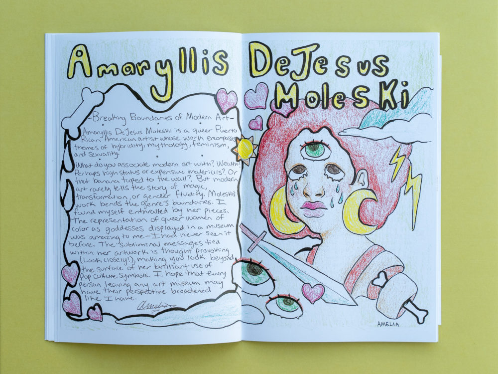 Zine spread for "Amaryllis DeJesus Moleski - Breaking the Boundaries of Modern Art"