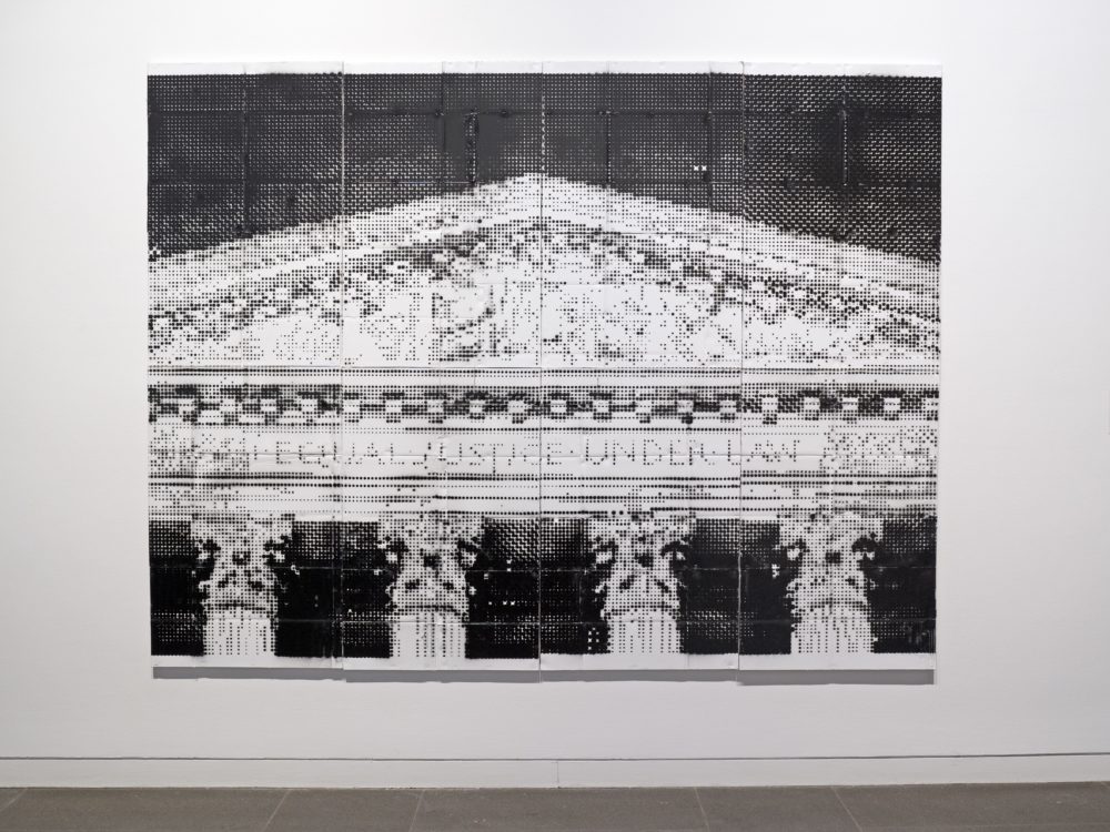 Panting in black and white Benday dots of the façade of the Supreme Court building.