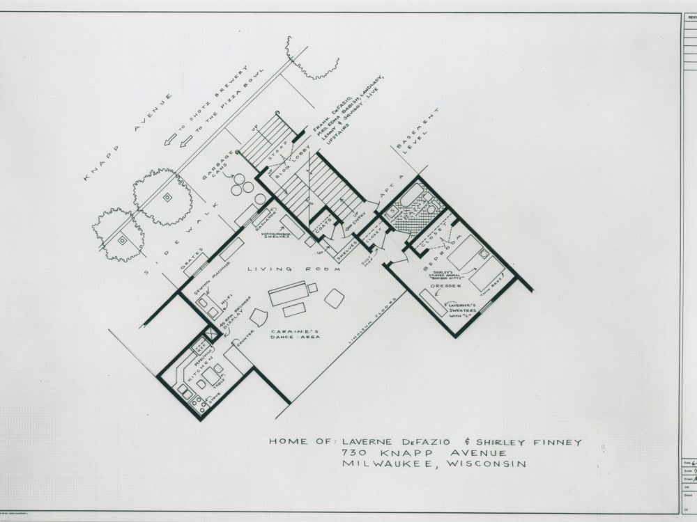 A floor plan of the fictional home of Laverne and Shirley