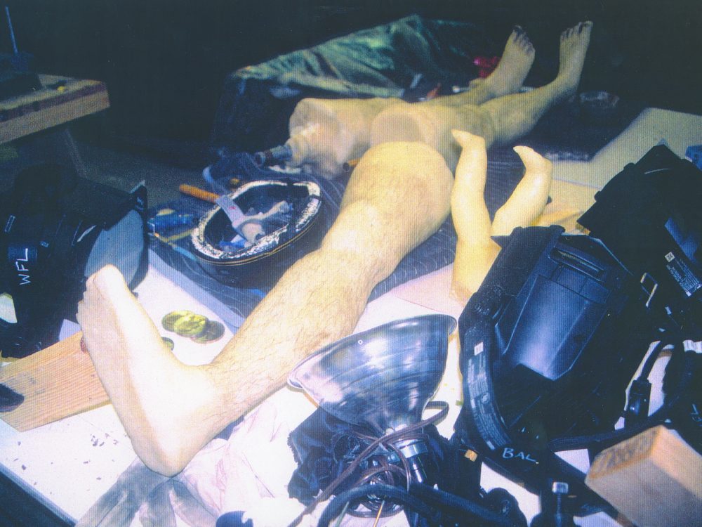 Wax legs on a prop table